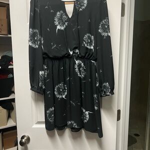 Express Black Dress with White Floral Design
